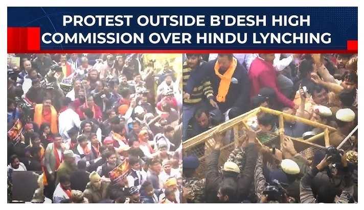Protests at Bangladesh High Commission in Delhi Over Hindu Man’s Lynching